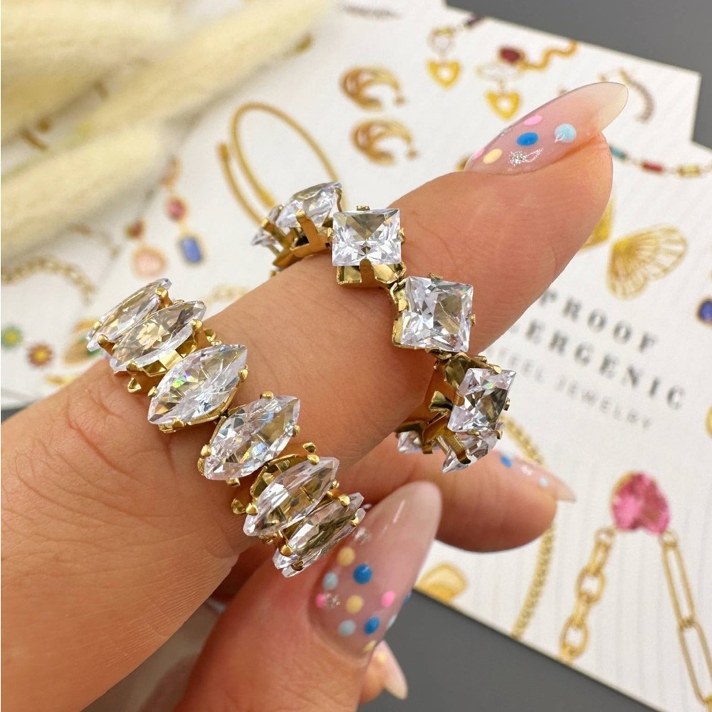 18k gold plated gemstone ring